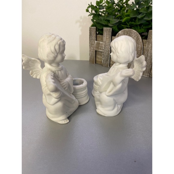 Vintage Ceramic Angel Candlestick Holders Set of 2 Musical Angels Made in Taiwan - Picture 2 of 8
